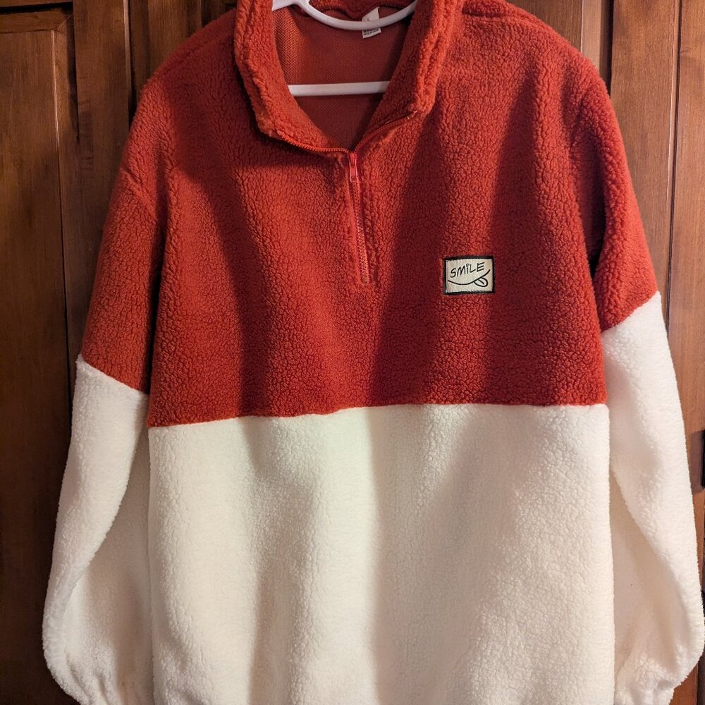 Colorblocked Parched Half Zip Up Fleece